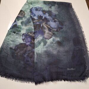 Max Mara Blue and Green Floral Scarf